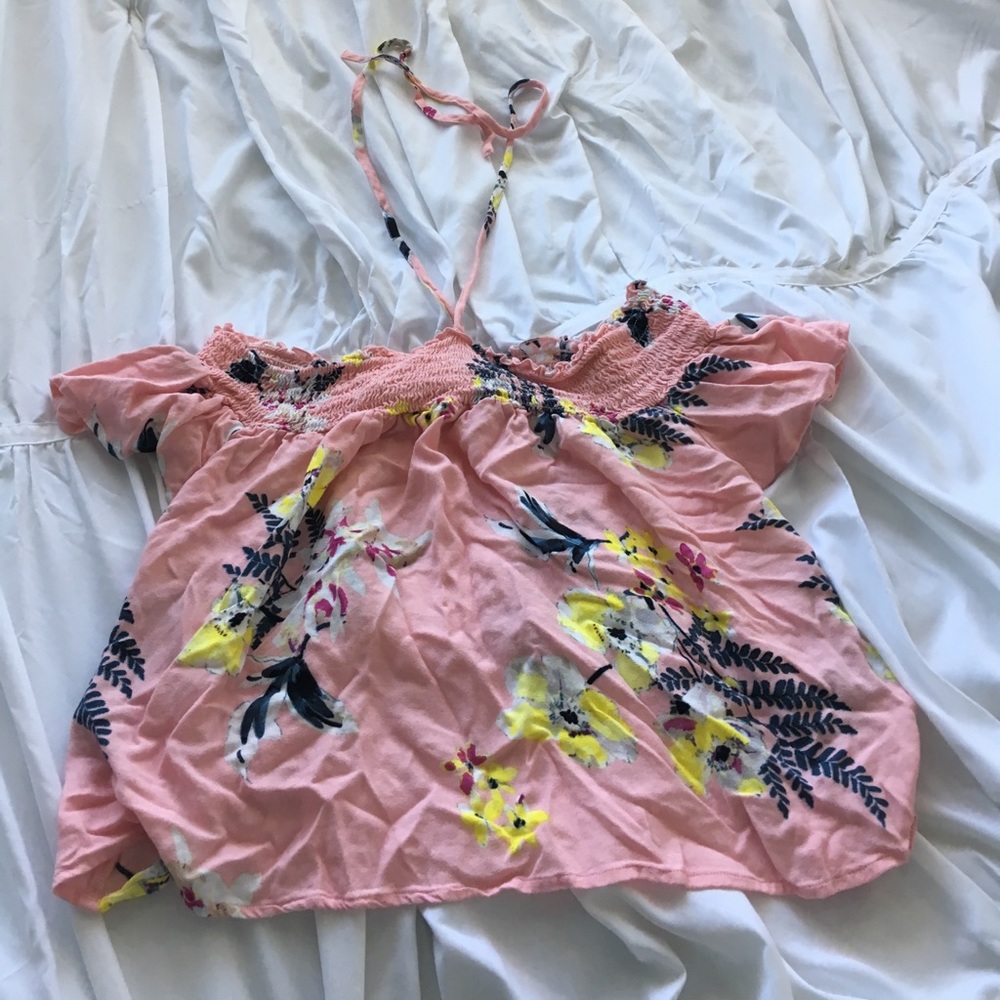 Boutique Off Shoulder Tie Crop Top